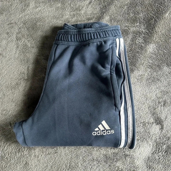 Adidas Pants Men S Light Blue 3 White Stripe Regular Fit Joggers Sweatpants - Picture 7 of 9